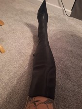 Moda In Pelle Women's Black Y2K Real Leather Over Knee Stiletto Boots UK 6 EU 39