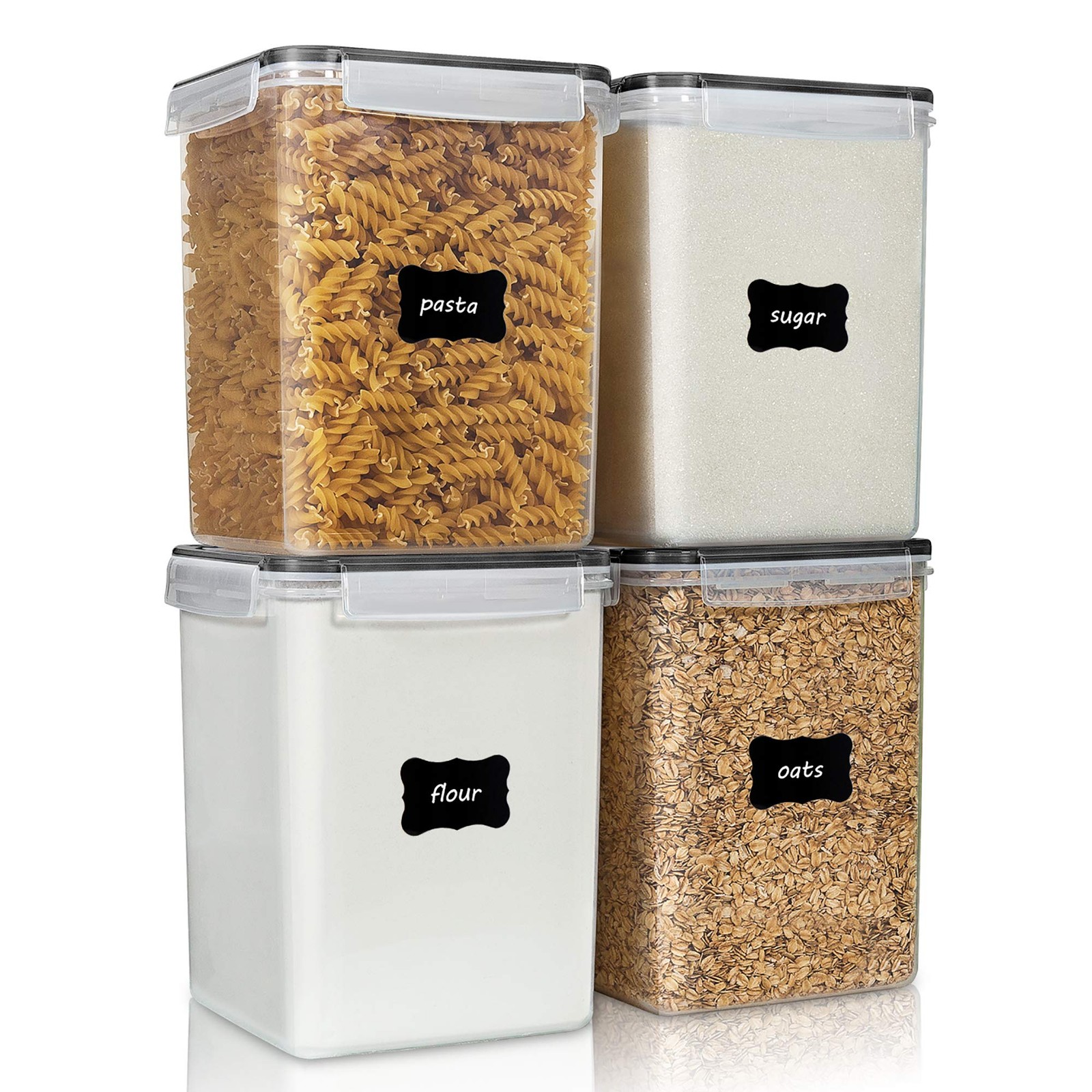 4 PCS Large Food Storage Containers 5.2L / 175oz, 4 Pieces BPA Free Plastic A...