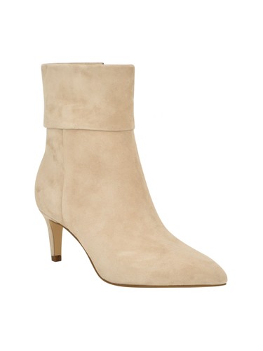 CALVIN KLEIN Womens Beige Fold Over Genteel Toe Stiletto Leather Boots 7 M