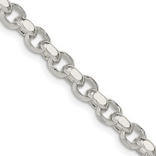 Sterling Silver 4mm Diamond-cut Rolo Chain Necklace 22" 28.5gm