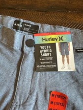   NEW Hurley Youth Hybrid Short, Size M 10/12 Stretch, Adjustable Waist, Blue