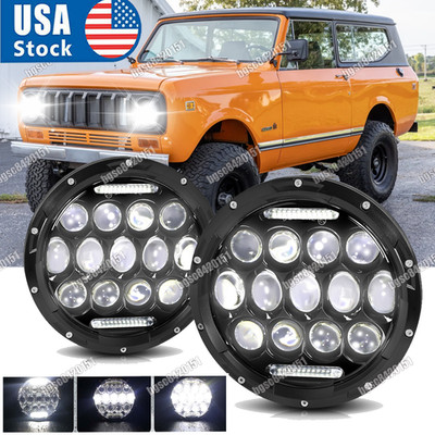 2x Newest 7'' Round Halo LED Headlights Fit 1961-1980 for International Scout A++