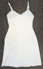 Vintage Sears The Doesn't Slip Anti Cling 34 White Nylon Floral Lingerie Dress
