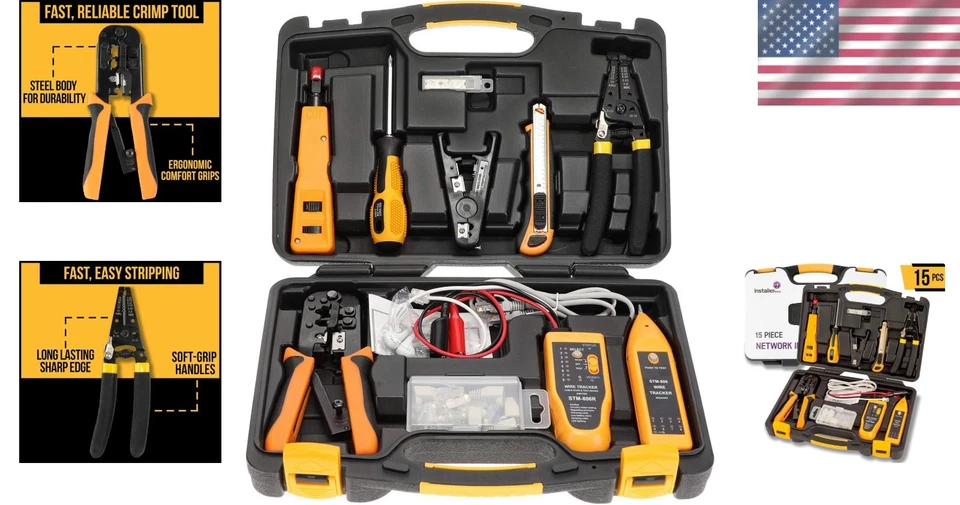 Versatile RJ45 Crimper and Cable Tester Kit for Network Installation - 15 Tools - Image 2 of 4