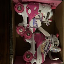 Roller Skates Girls -Adjustable Pink/Light Up Wheels Size L -New w/Box