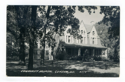 Geneva IL, Community Hospital, Benjamin Dodson house, RPPC postcard