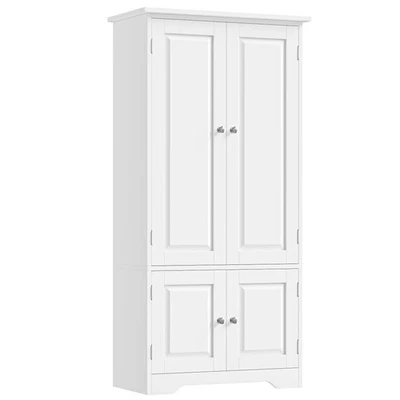 FOREHILL Kitchen Cupboard Tall Storage Cabinet White Sideboard Free Standing Kitchen