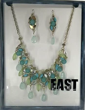 East Nicole Miller Necklace & Earing Set Aqua, Fashion Jewelry Check Description
