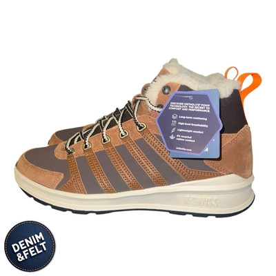 K Swiss Men s Vista Trainer Mid WNT Hight Top Sherpa Lined Shoe| Brown | NEW/NIB