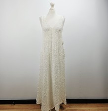Image of Free People Ivory Textured Maxi Dress Pockets Boho Sleeveless BNWT S