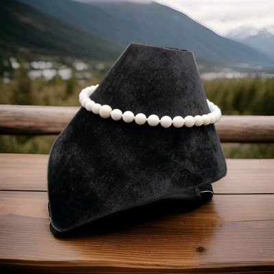 Vintage Marked Miriam Haskell White Glass Bead Necklace