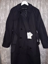 DSCP Garrison Collection Coat Mens 38R Black All Weather Trench Belted Made USA