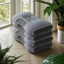 4PK Ergonomic Orthopedic Contour Knitted Massage Pillow Sleep Neck Gray Grey