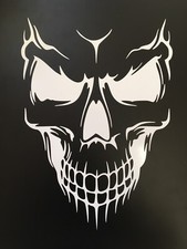 Skull Face Stickers Decals Large 300x215mm A4 Car Van Truck Window Gloss White