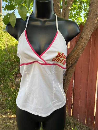 Vintage Y2K Maui Girl Halter Top Surf Coconut Girl 90s Skate Hibiscus Hawaiian - Picture 15 of 18