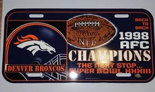 Vintage Denver Broncos Wincraft Plastic Vehicle Plate License Decor Wall 90s