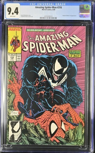 Amazing Spider-Man #316 1989 Marvel Comics CGC 9.4 Venom Cover weiße Seiten