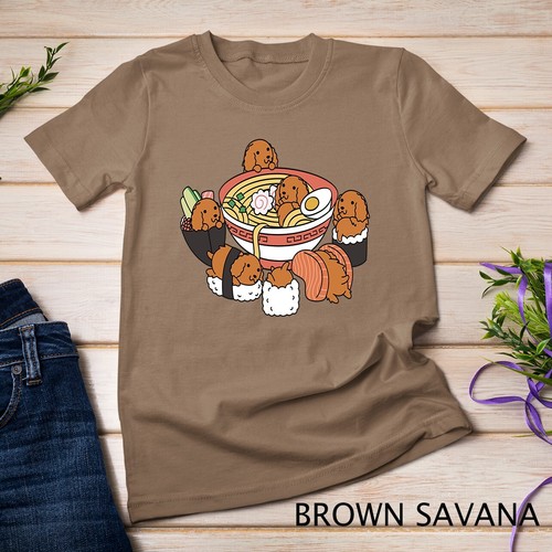 Ramen Sushi Cocker Spaniel Dog Unisex T-shirt - Picture 2 of 15