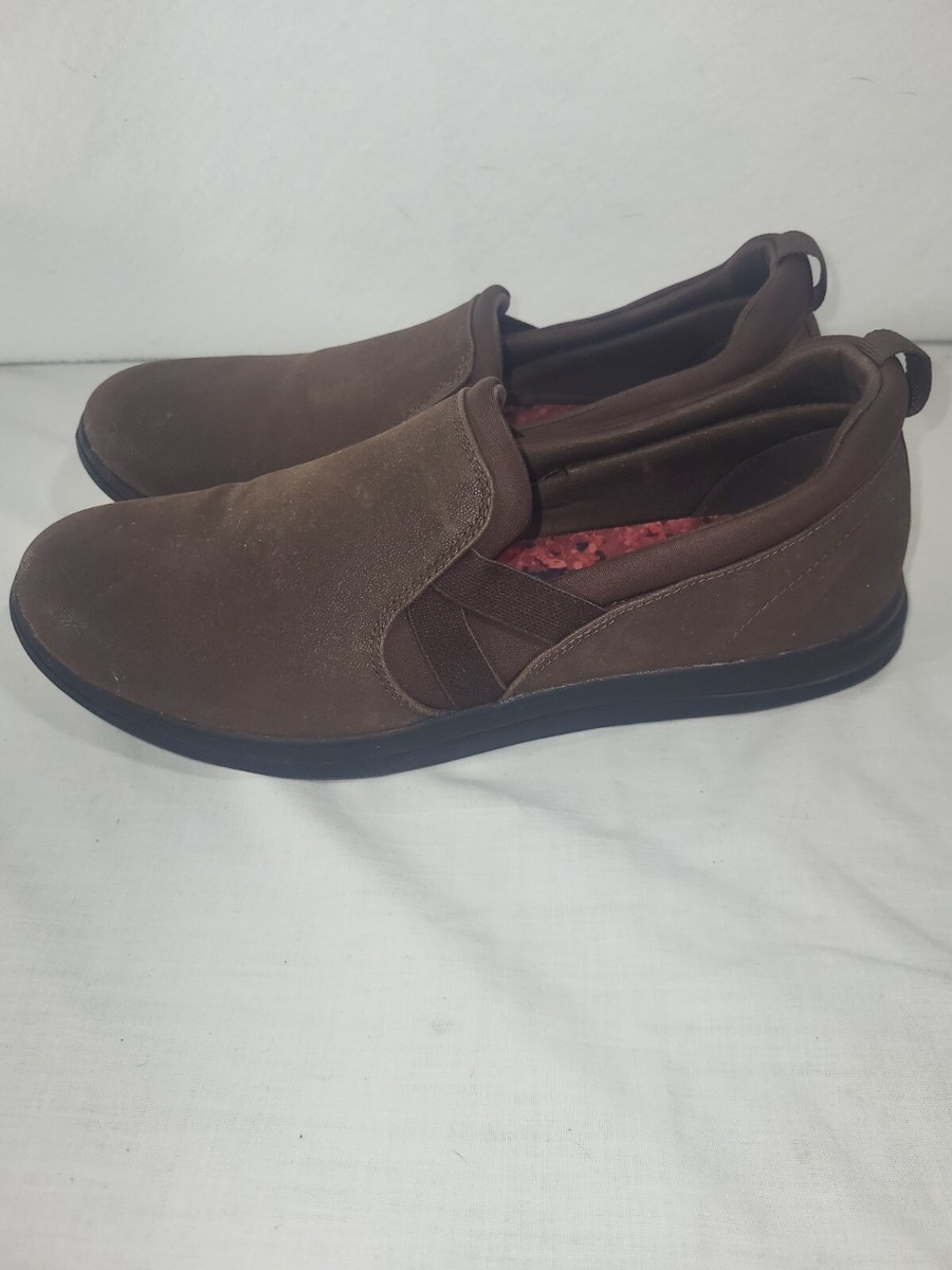 Clarks Cloudsteppers Womens Slip On Loafers Shoes Brown Fabric 11M