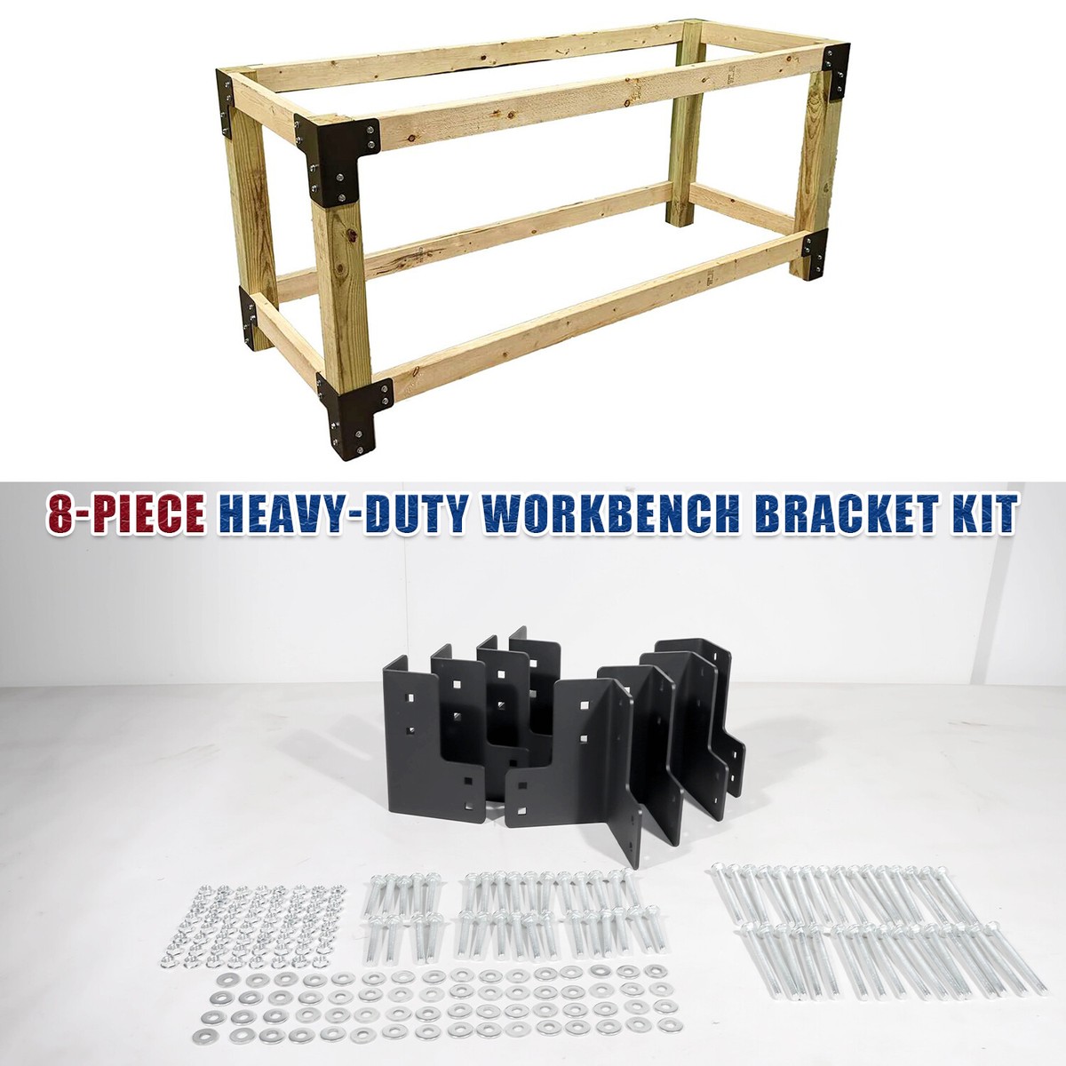 K4ピース 8pcs 4x4 4MM Workbench Corner Brackets Kit Steel w/Screws for