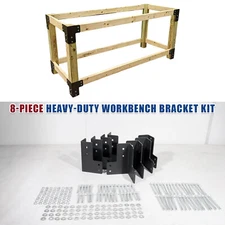 8pcs 4x4 4MM Workbench Corner Brackets Kit Steel w/Screws for Workbench Projects