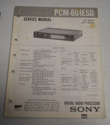 Original Sony Digital Audio Processor PCM-601ESD US Model Service Manual