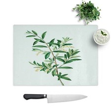 Green Olive Tree Chopping Board Glass Textured Cutting Worktop Saver Kitchen