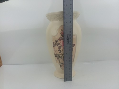 Vintage FTD Cream Vase with Pink Rose Design - Picture 5 of 8