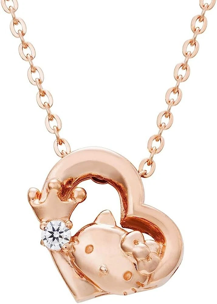 White Clover Sanrio Hello Kitty 45th Anniversary Necklace Open Heart