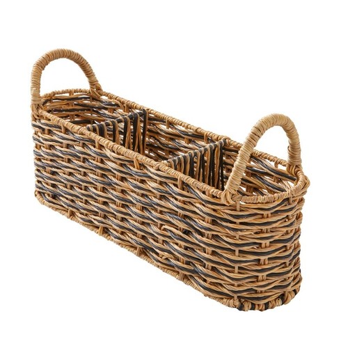 Cestino porta utensili caddy rattan resina ovale cucina organizer patio nuovo - Foto 2 di 6