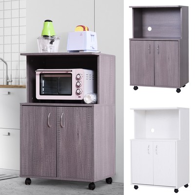 Rolling Küchenwagen Mikrowelle Warenkorb 2-Tür Schrank Lagerung Regale