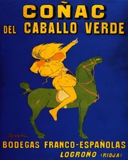 POSTER CONAC DEL CABALLO VERDE GREEN HORSE COGNAC SPAIN VINTAGE REPRO FREE S/H