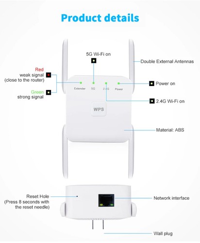 5G WIFI Repeater Wireless Wi Fi Adapter Wireless Long Range Extender LAN Port - 第 14/19 張圖片