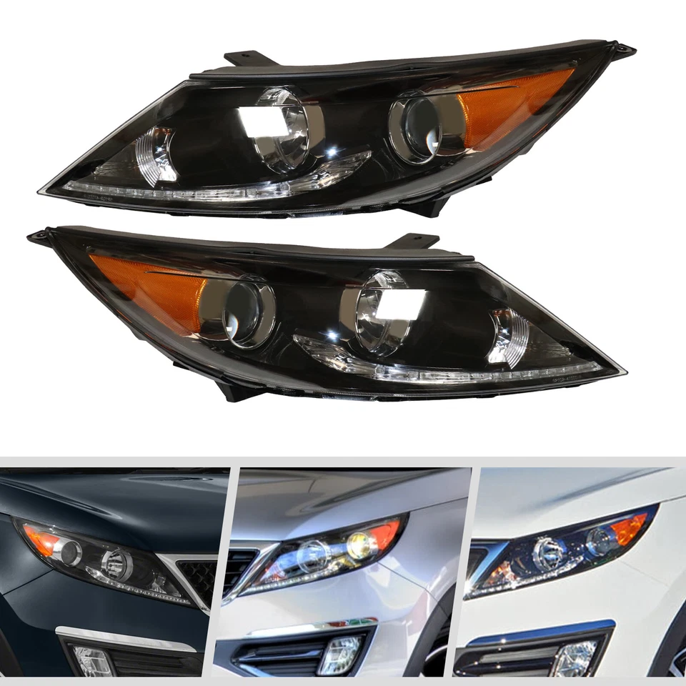 Fit 2013 2014 2015 2016 KIA Sportage Headlight Assembly Halogen W/ LED DRL Lamps Foto 2 de 4