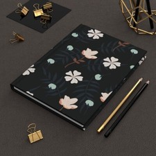 Dark Flower Hardcover Journal Matte, Personalized Journal, Personalized Gift