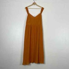 Express midi pleated dress women size large sleeveless v neck lined back closure