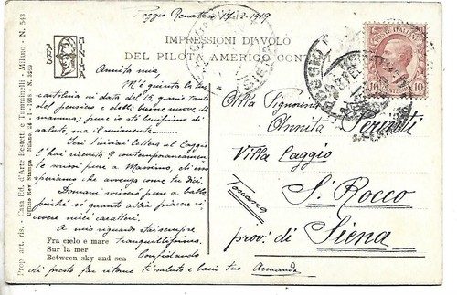 1919 ITALY AVIATION FLIGHT IMPRESSIONS OF PILOT AMERIGO CONTINI - Picture 2 of 2