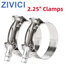 2 PCS T-Bolt Hose Clamps 301 Stainless Steel Hose Clamp 2.25" Hose ID 63-70mm