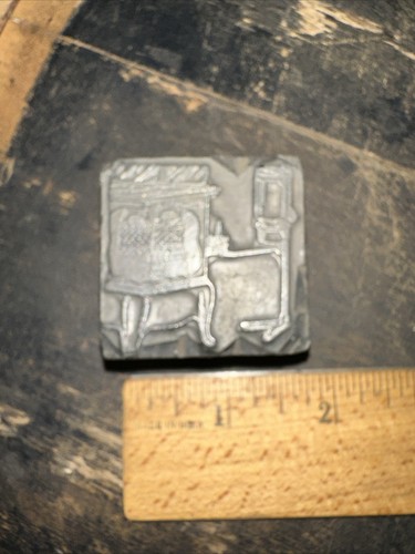 Printing Block “ Old Kerosene Stove “ Lead Face, Nice Details! - Afbeelding 1 van 9