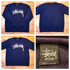 Vintage 90's Stussy Big Logo Made In USA Sweatshirt Men's Medium Black w/White