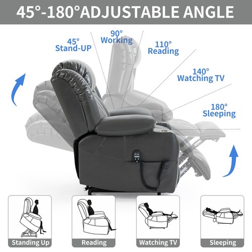 350LBS Lay Flat Heat Massage Power Lift Recliner Chair Elderly Reclining Sofa - Picture 4 of 10
