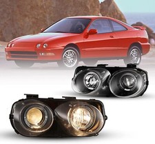 94-97 For Acura Integra Projector Halo Headlights Black Clear Lens Headlamp Pair