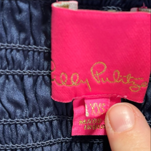 Lilly Pulitzer XXS Blue Hadley Smocked Maxi Dress Sleeveless Crepe Swirl Ruffle - Picture 4 of 5