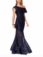 XSCAPE Womens One Shoulder Mermaid Evening Dress - Navy blue, size 2, worn once