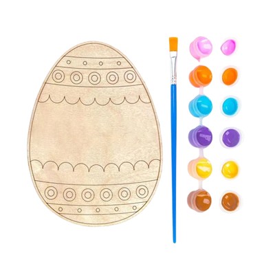 Easter Egg Painting Set Wood Easter Egg With Brush Decorative Art Craft For Kids