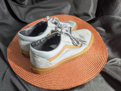 Vans Old Skool Suede Gray and Brown Skate Sneaker Shoes Unisex Mens 7 Womens 8.5
