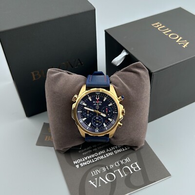 Bulova Marine Star Blue Dial 97B168 Silicone Strap Men's