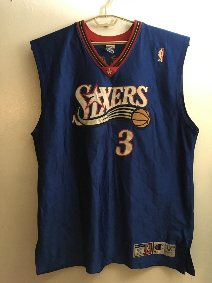 Allen Iverson Mens Sixers Jersey Authentic Apparel Champion Size XXXL 56 NBA