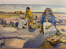Antique Postcard Indian Pottery Vendors Native American Photo