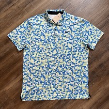 Nike Dri fit Golf Polo Shirt Size Small Mens Confetti Print Light Blue White 80